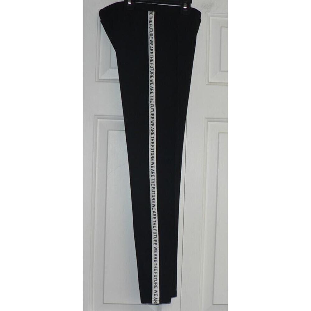 BCBGirls Maxazria Leggings " We Are The Future" Side Stripe Blk/White Large $36